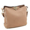 Valentino Beige Calfskin Small Rockstud Hobo Bag - Love that Bag etc - Preowned Authentic Designer Handbags & Preloved Fashions