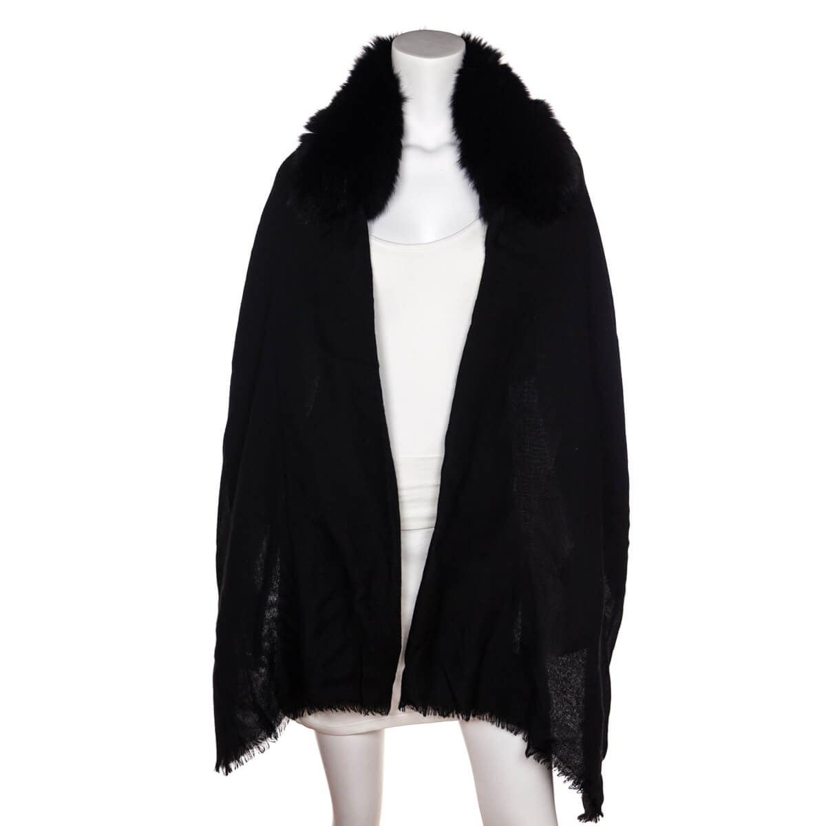 Valentino Black Cashmere & Fox Shawl - Love that Bag etc - Preowned Authentic Designer Handbags & Preloved Fashions