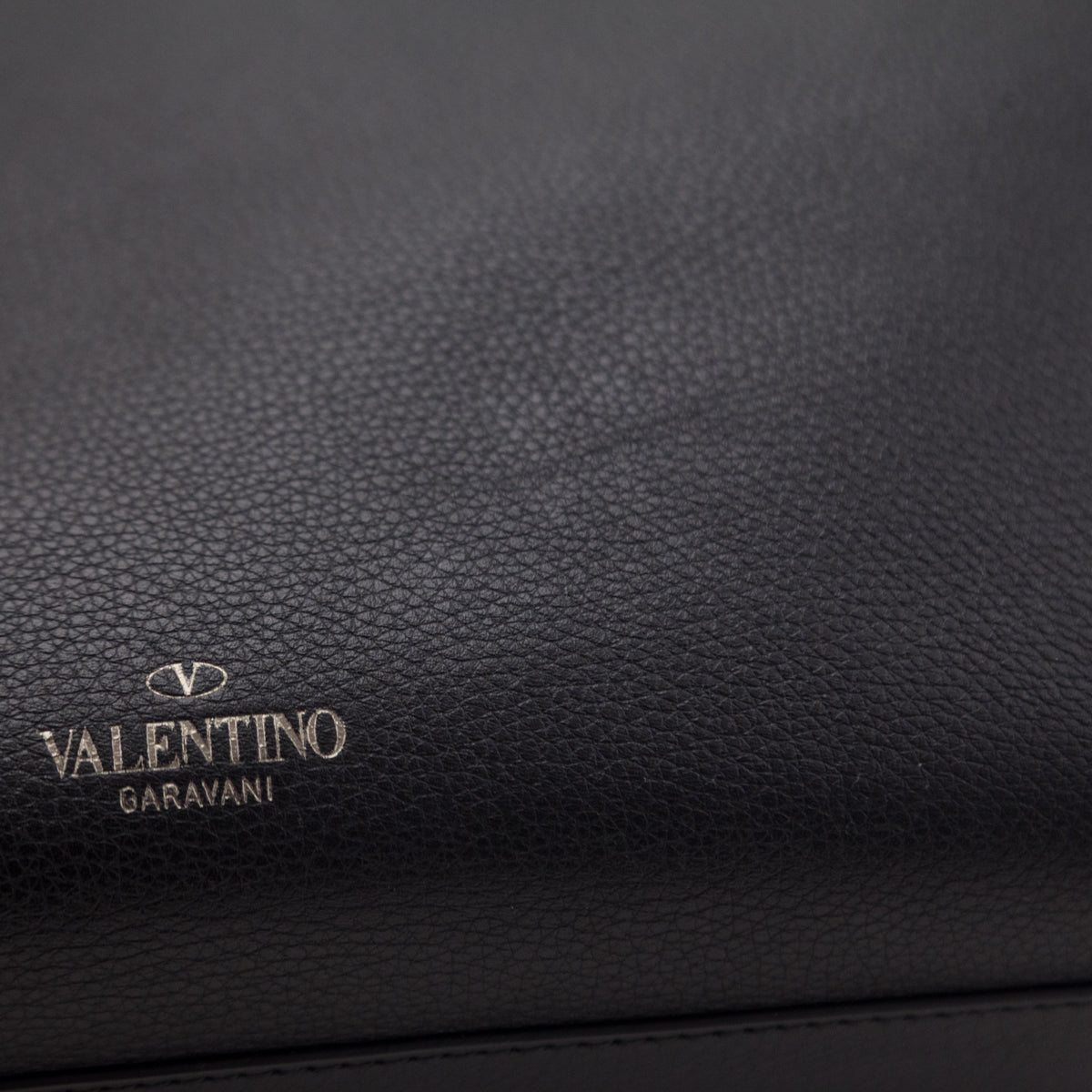 Valentino Black Grained Calfskin Rockstud Shoulder Tote