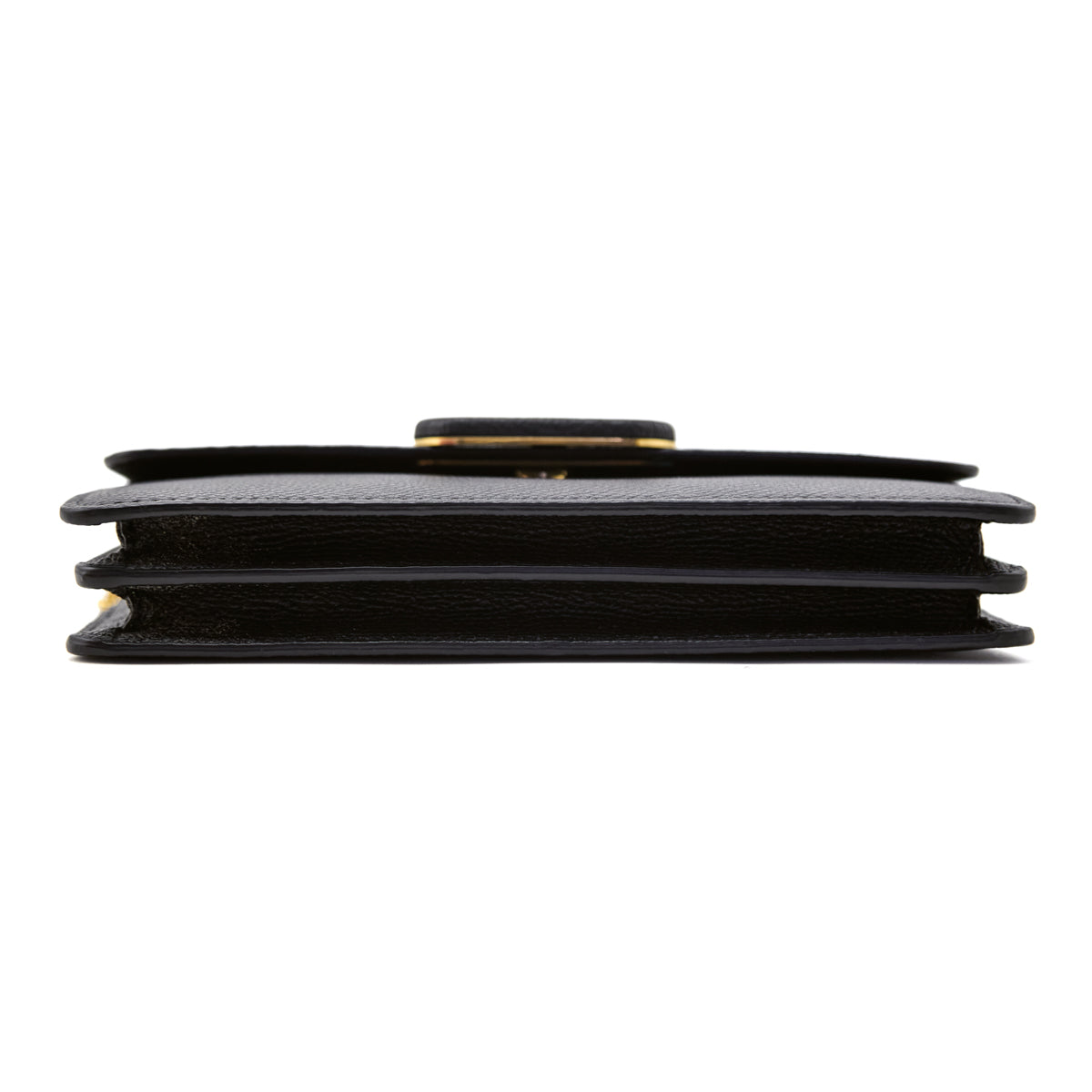 Valentino Black Grainy Calfskin Wallet With Chain
