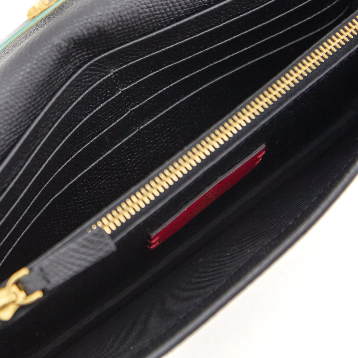 Valentino Black Grainy Calfskin Wallet With Chain