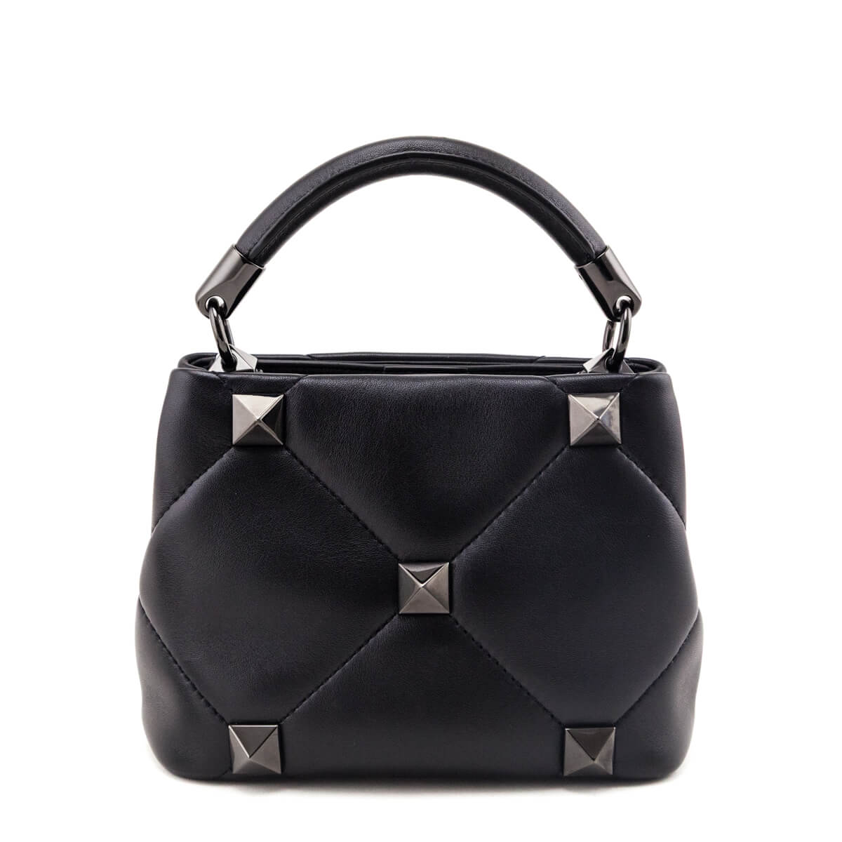 Valentino Black Nappa Monochrome Small Roman Stud The Handle Bag