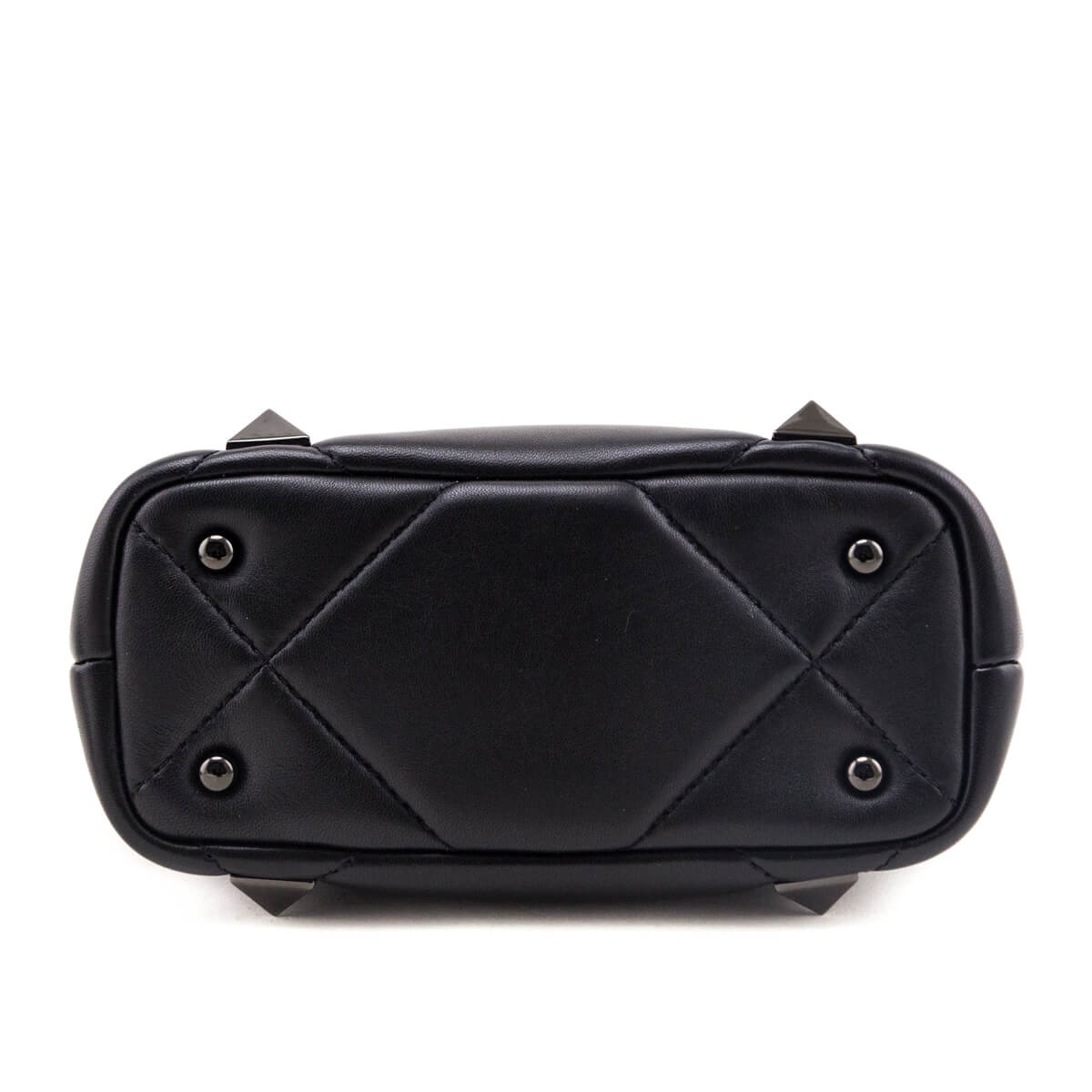 Valentino Black Nappa Monochrome Small Roman Stud The Handle Bag