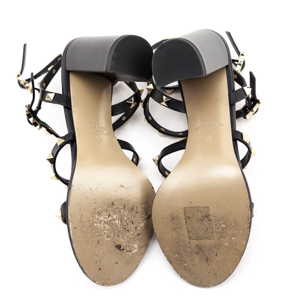 Valentino Black Rockstud Gladiator Sandals Size US 8 | IT 38 - Love that Bag etc - Preowned Authentic Designer Handbags & Preloved Fashions