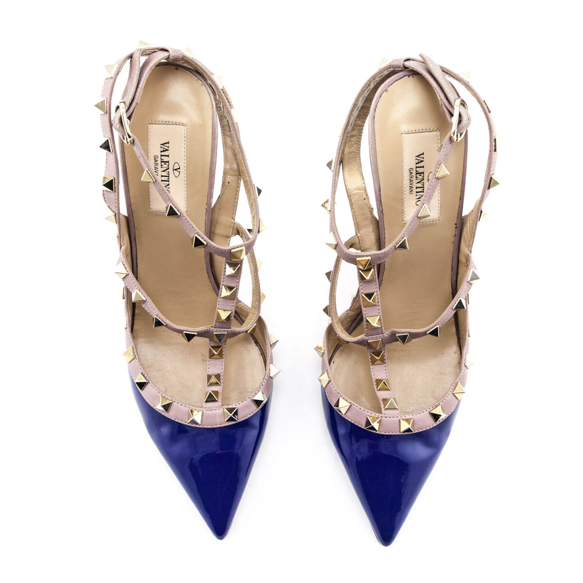 Valentino Blue Patent Rockstud Pumps Consign Designer Shoes