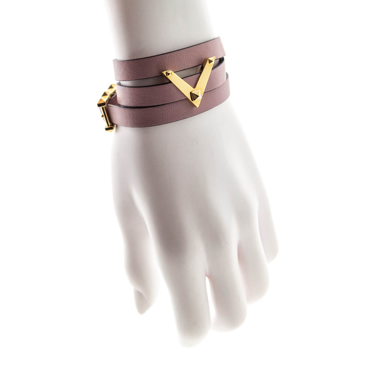 Valentino Blush Leather V Double Tour Bracelet - Love that Bag etc - Preowned Authentic Designer Handbags & Preloved Fashions