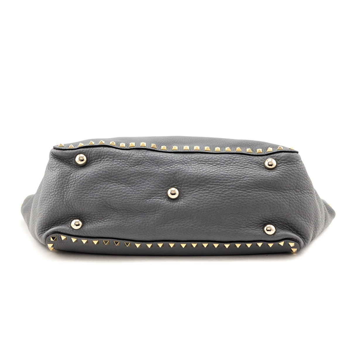 Valentino Gray Pebbled Calfskin Medium Rockstud Tote - Love that Bag etc - Preowned Authentic Designer Handbags & Preloved Fashions