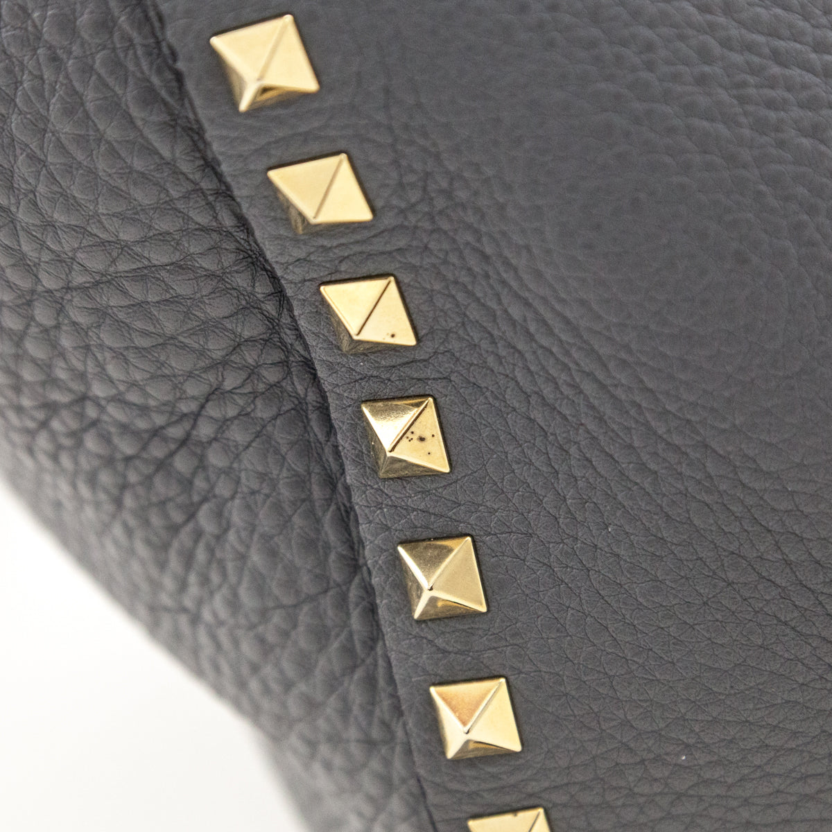 Valentino Gray Pebbled Calfskin Medium Rockstud Tote - Love that Bag etc - Preowned Authentic Designer Handbags & Preloved Fashions