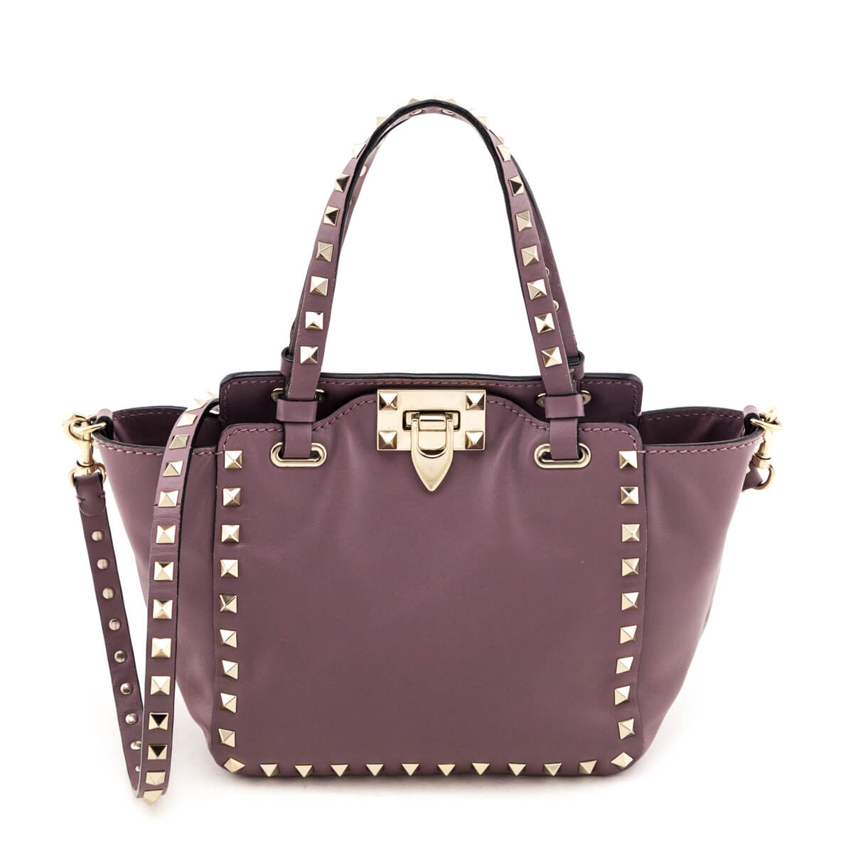 Valentino Mauve Leather Rockstud Mini Tote Bag - Love that Bag etc - Preowned Authentic Designer Handbags & Preloved Fashions