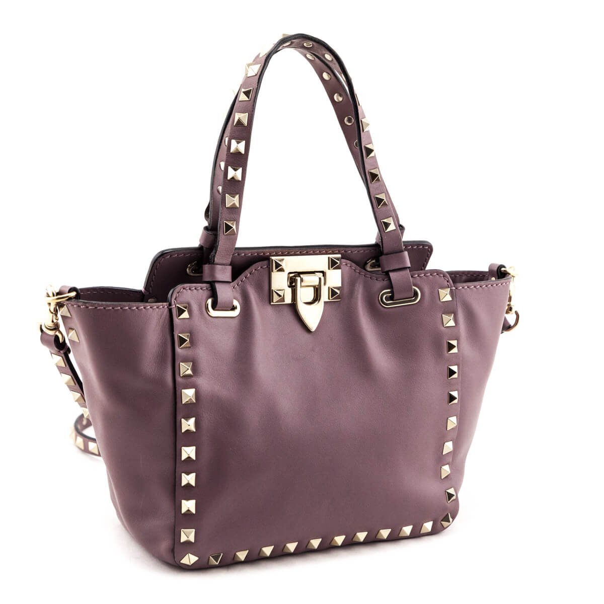 Valentino Mauve Leather Rockstud Mini Tote Bag - Love that Bag etc - Preowned Authentic Designer Handbags & Preloved Fashions