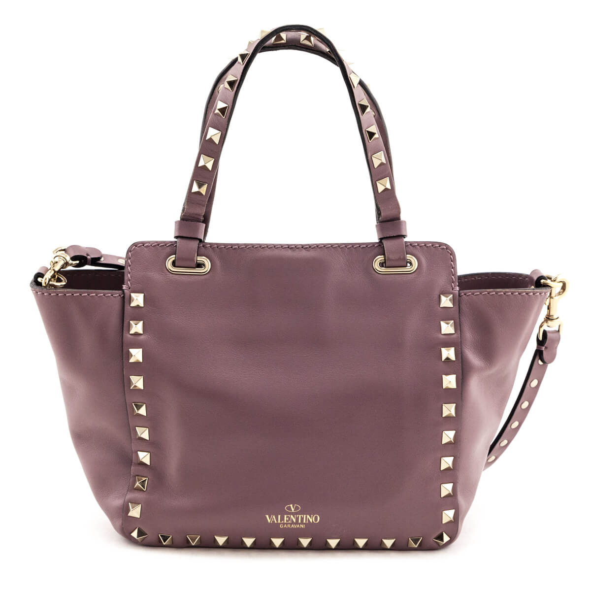 Valentino Mauve Leather Rockstud Mini Tote Bag - Love that Bag etc - Preowned Authentic Designer Handbags & Preloved Fashions