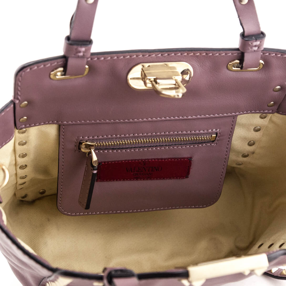 Valentino Mauve Leather Rockstud Mini Tote Bag - Love that Bag etc - Preowned Authentic Designer Handbags & Preloved Fashions