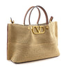 Valentino Natural Straw & Brown Leather Medium VLogo Summer Tote Bag - Love that Bag etc - Preowned Authentic Designer Handbags & Preloved Fashions