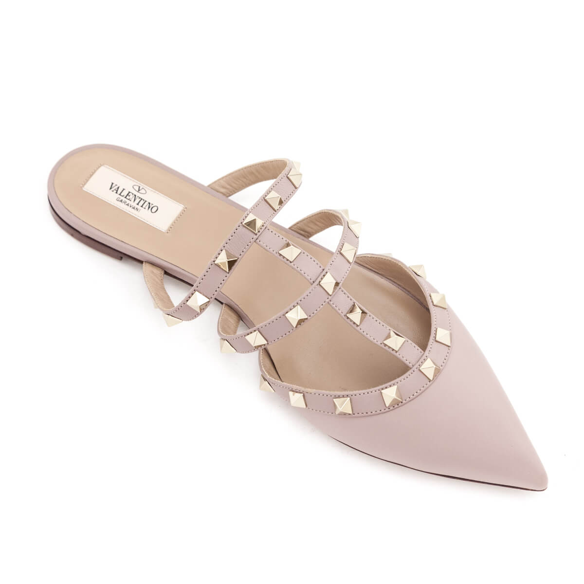 Valentino Nude Nappa Rockstud Flat Cage Mules Size US 11 | EU 41 - Love that Bag etc - Preowned Authentic Designer Handbags & Preloved Fashions