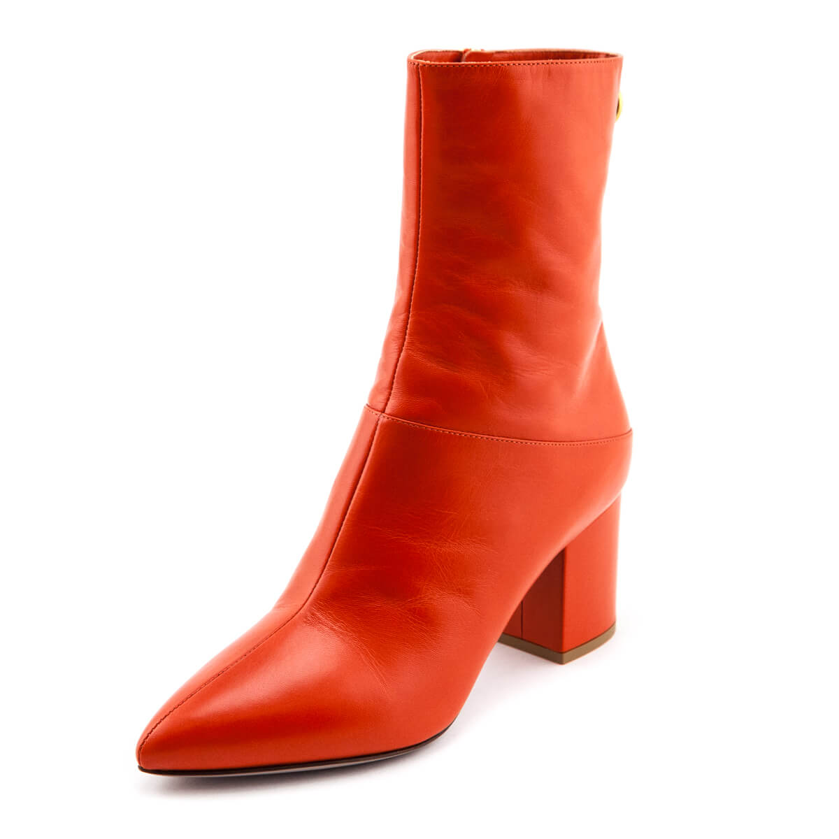 Valentino Orange Leather Ringstud Ankle Boots Size US 6 | EU 36 - Love that Bag etc - Preowned Authentic Designer Handbags & Preloved Fashions