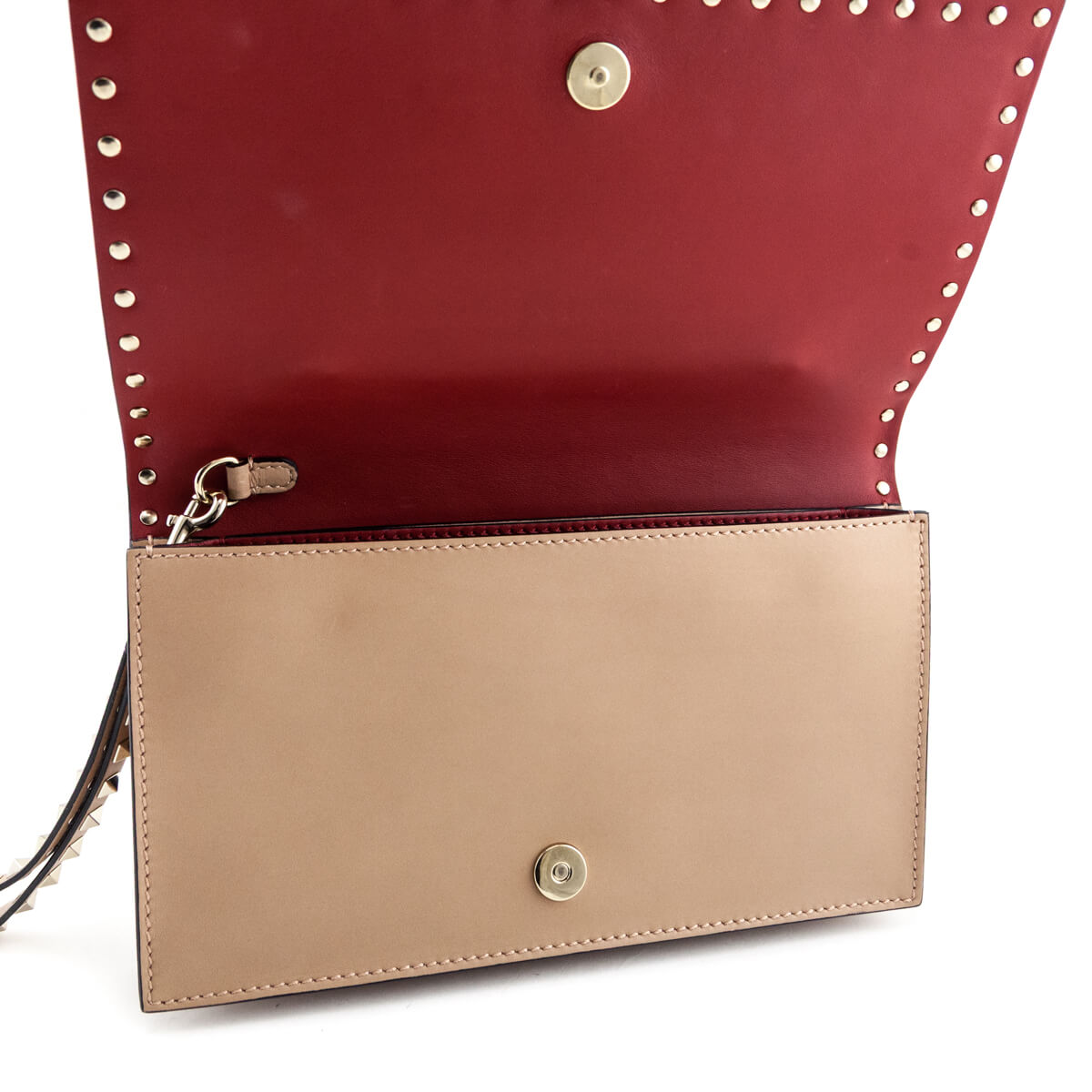 Valentino Poudre Nappa Rockstud Wristlet Clutch