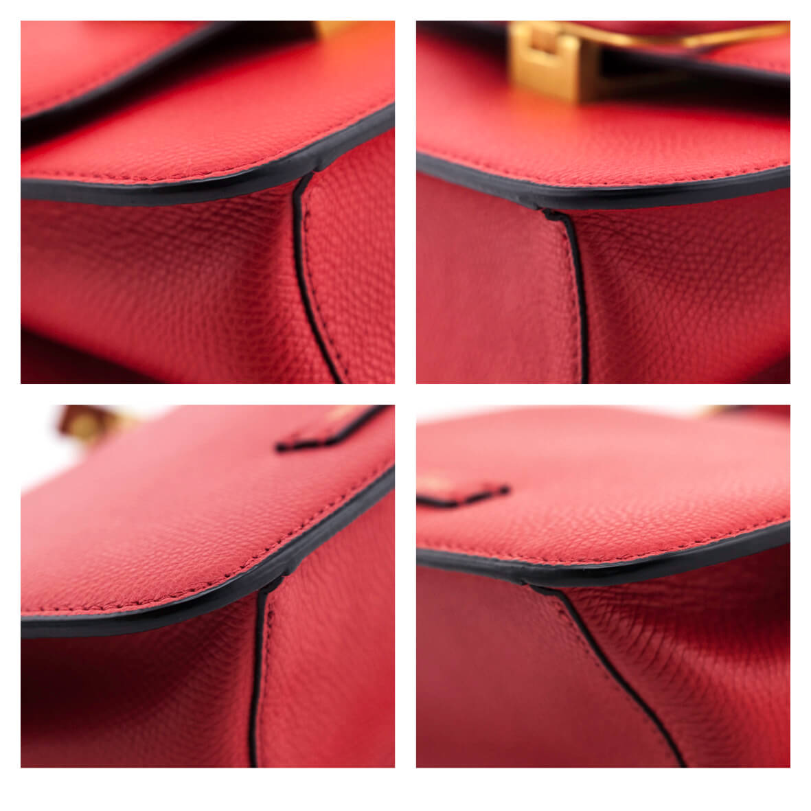 VALENTINO GARAVANI Smooth Calfskin Medium Vring Shoulder Bag Rouge Pur  Cerise Black 1235724