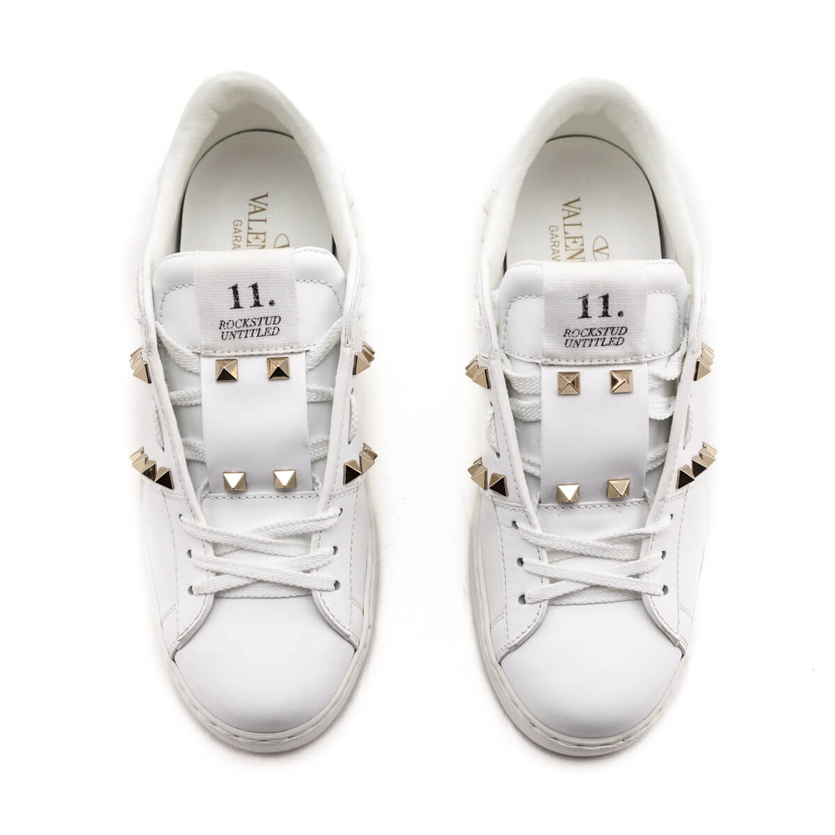Valentino White Leather Rockstud Untitled Sneakers Size US 7.5 | EU 37.5 - Love that Bag etc - Preowned Authentic Designer Handbags & Preloved Fashions