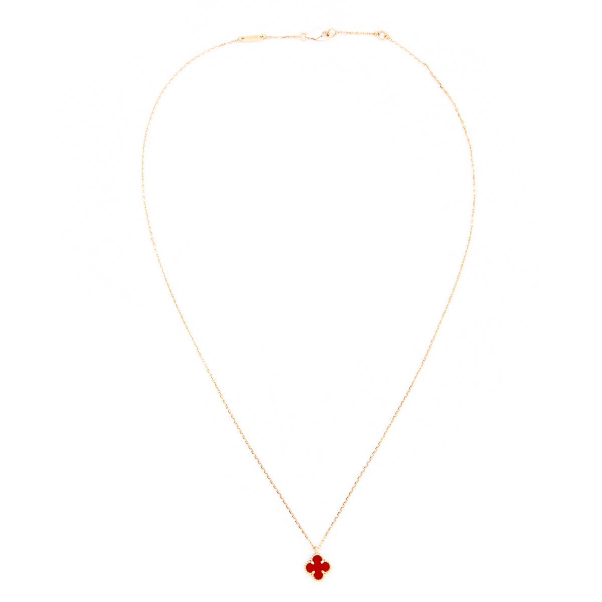 Van Cleef & Arpels 18K Gold Carnelian Sweet Alhambra Pendant Necklace - Love that Bag etc - Preowned Authentic Designer Handbags & Preloved Fashions