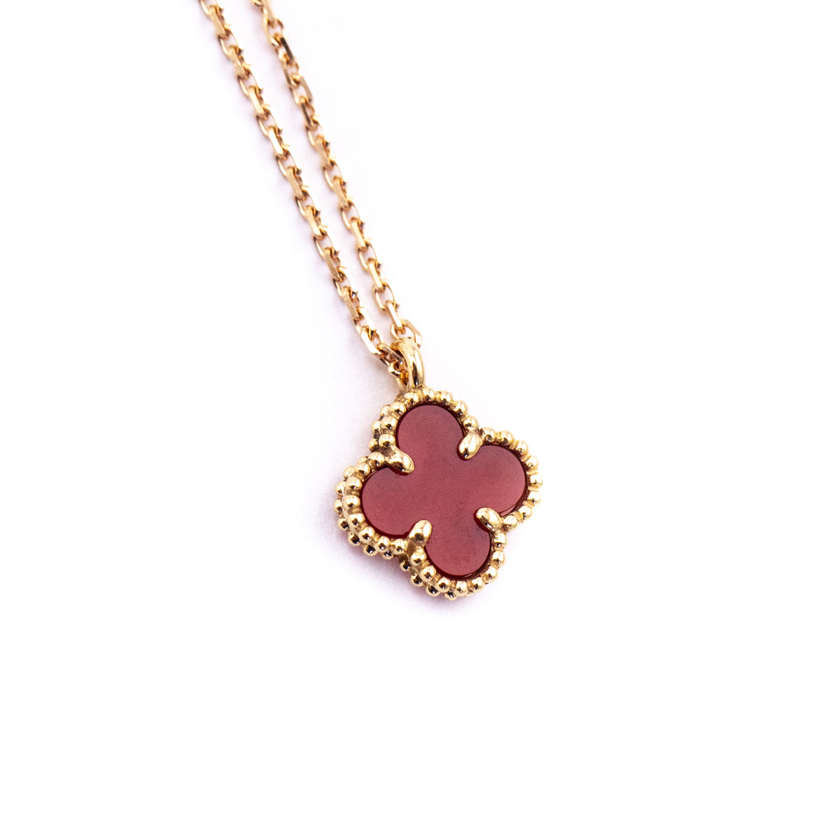 Van Cleef & Arpels 18K Gold Carnelian Sweet Alhambra Pendant Necklace - Love that Bag etc - Preowned Authentic Designer Handbags & Preloved Fashions