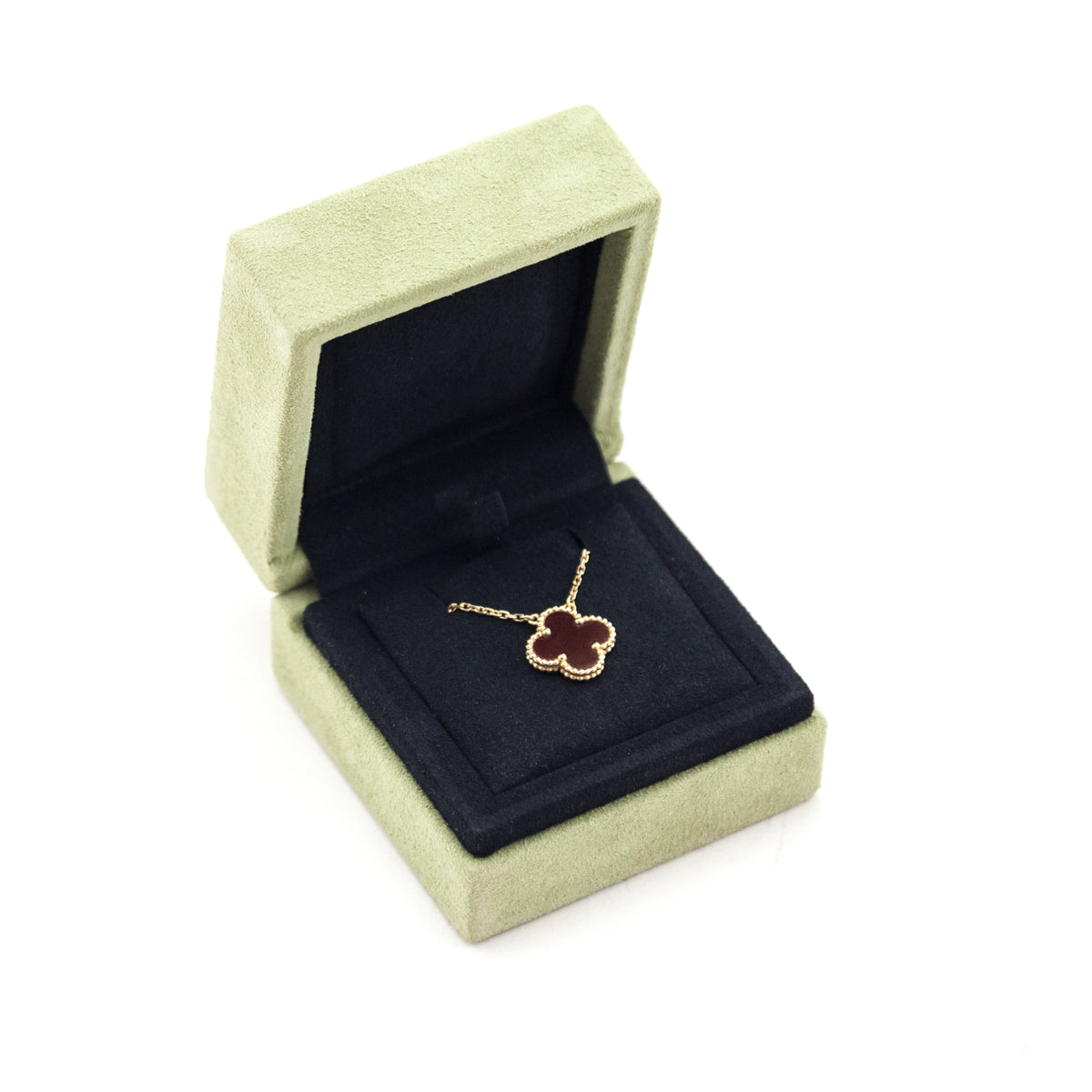 Van Cleef & Arpels 18K Gold Carnelian Vintage Alhambra Pendant Necklace