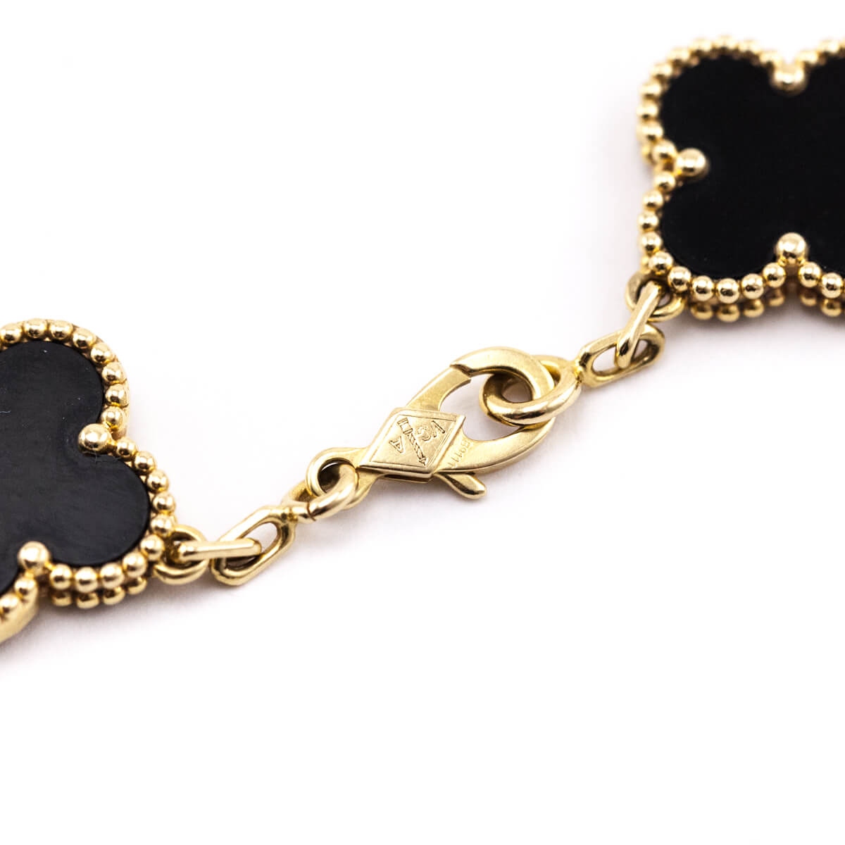 Van Cleef & Arpels 18K Gold & Onyx Vintage Alhambra 5 Motifs Bracelet - Love that Bag etc - Preowned Authentic Designer Handbags & Preloved Fashions