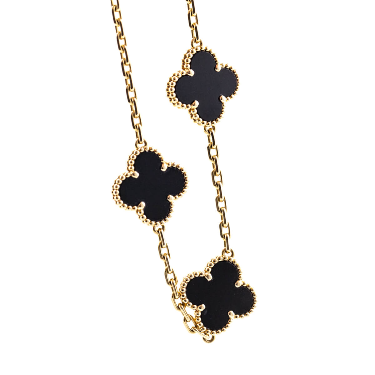 Van Cleef & Arpels 18K Gold & Onyx Vintage Alhambra 5 Motifs Bracelet - Love that Bag etc - Preowned Authentic Designer Handbags & Preloved Fashions