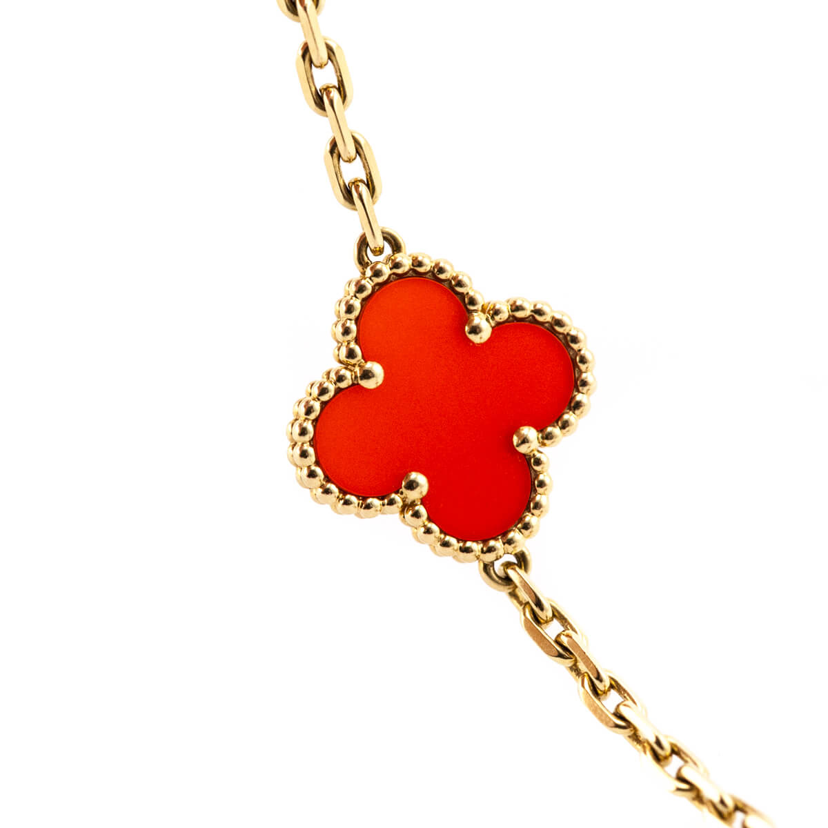 Van Cleef & Arpels 18K Yellow Gold Carnelian 5 Motifs Vintage Alhambra Bracelet - Love that Bag etc - Preowned Authentic Designer Handbags & Preloved Fashions