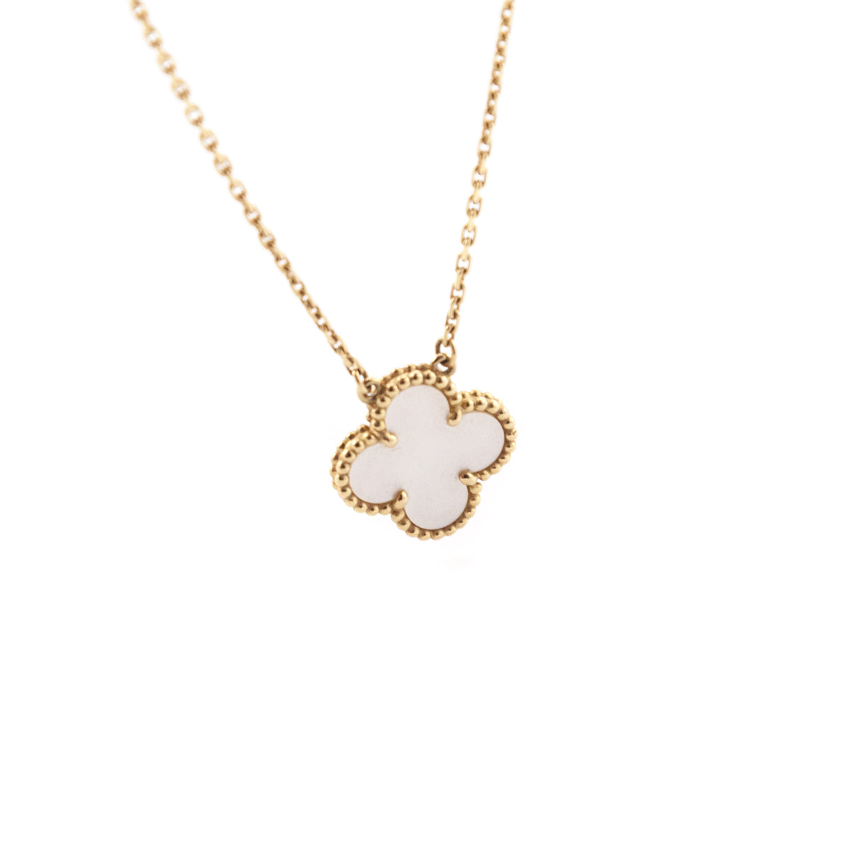 Van Cleef & Arpels 18k Yellow Gold Vintage Alhambra Mother of Pearl Pendant Necklace - Love that Bag etc - Preowned Authentic Designer Handbags & Preloved Fashions