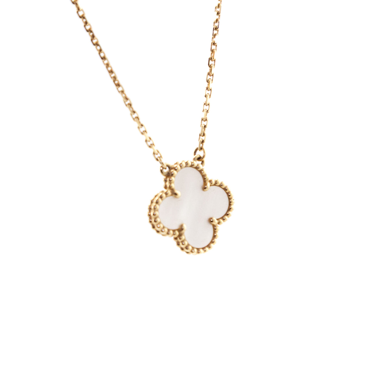 Van Cleef & Arpels 18k Yellow Gold Vintage Alhambra Mother of Pearl Pendant Necklace - Love that Bag etc - Preowned Authentic Designer Handbags & Preloved Fashions