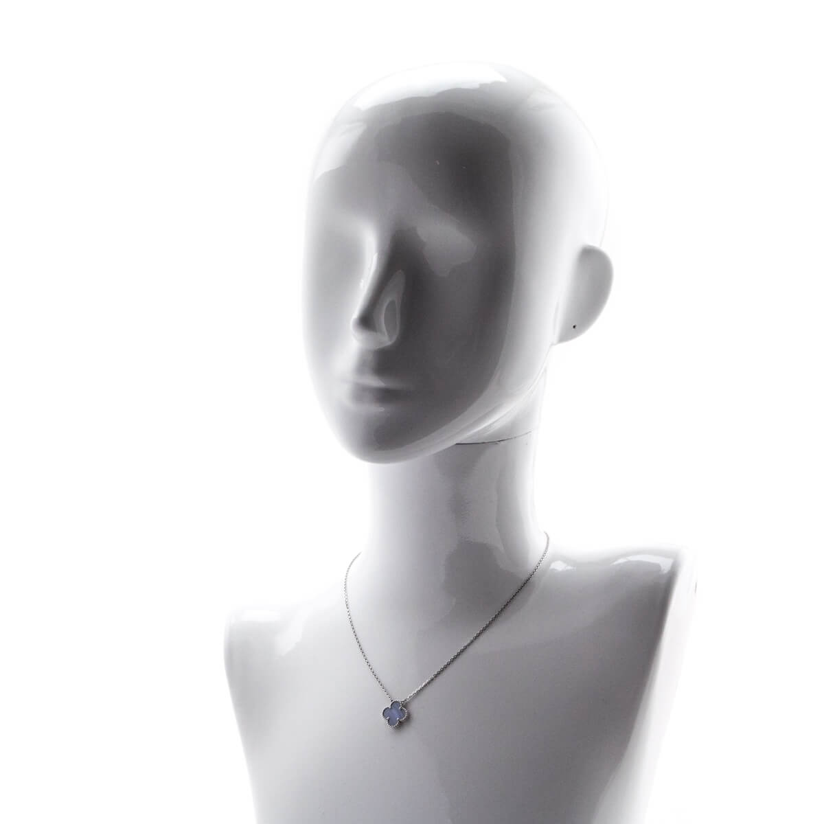 Van Cleef & Arpels Chalcedony & 18K White Gold Vintage Alhambra Pendant Necklace - Love that Bag etc - Preowned Authentic Designer Handbags & Preloved Fashions