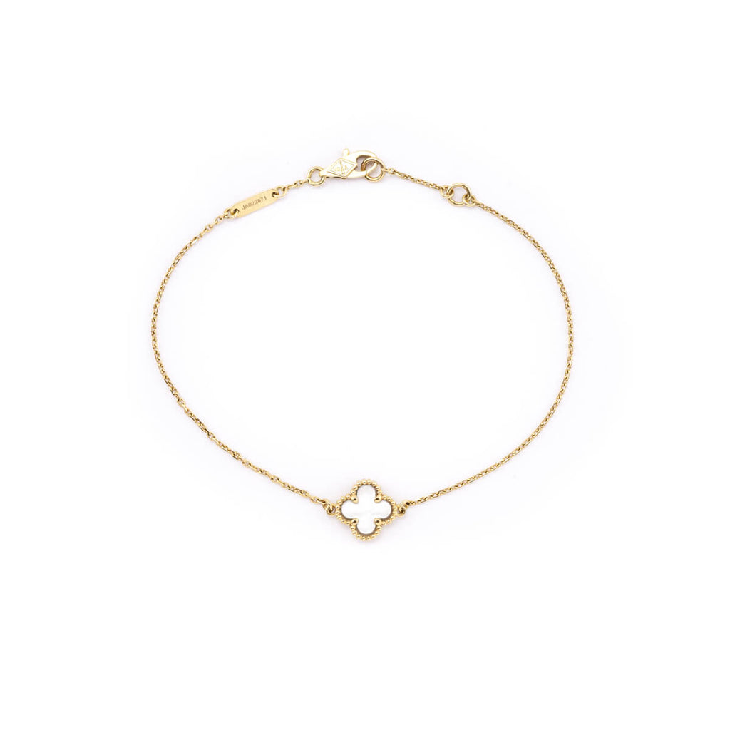 Sweet Alhambra bracelet 18K yellow gold, Mother-of-pearl - Van