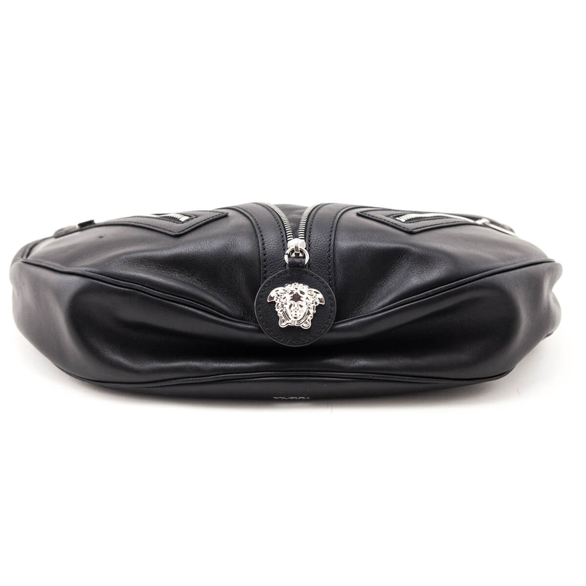 Versace Black Calfskin Repeat Zip Hobo Bag - Love that Bag etc - Preowned Authentic Designer Handbags & Preloved Fashions