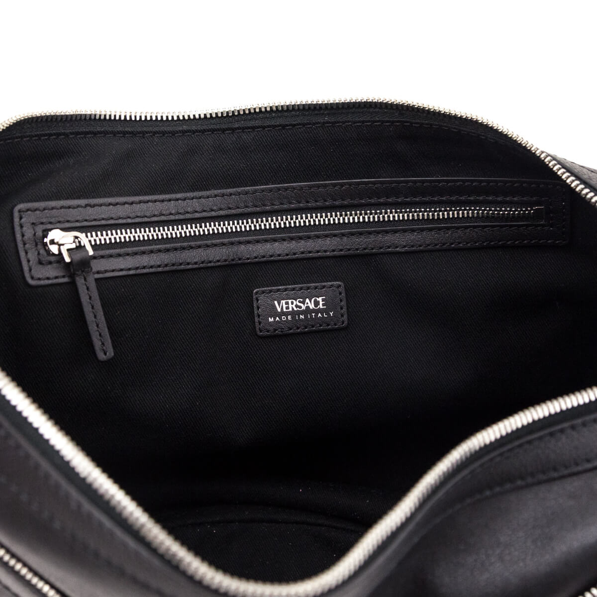 Versace Black Calfskin Repeat Zip Hobo Bag - Love that Bag etc - Preowned Authentic Designer Handbags & Preloved Fashions