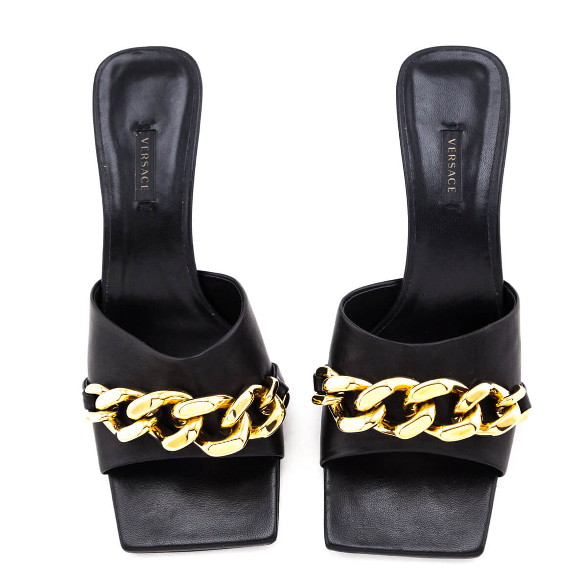 Versace Black Chain Link Slide Sandals Size US 11 | EU 41 - Love that Bag etc - Preowned Authentic Designer Handbags & Preloved Fashions