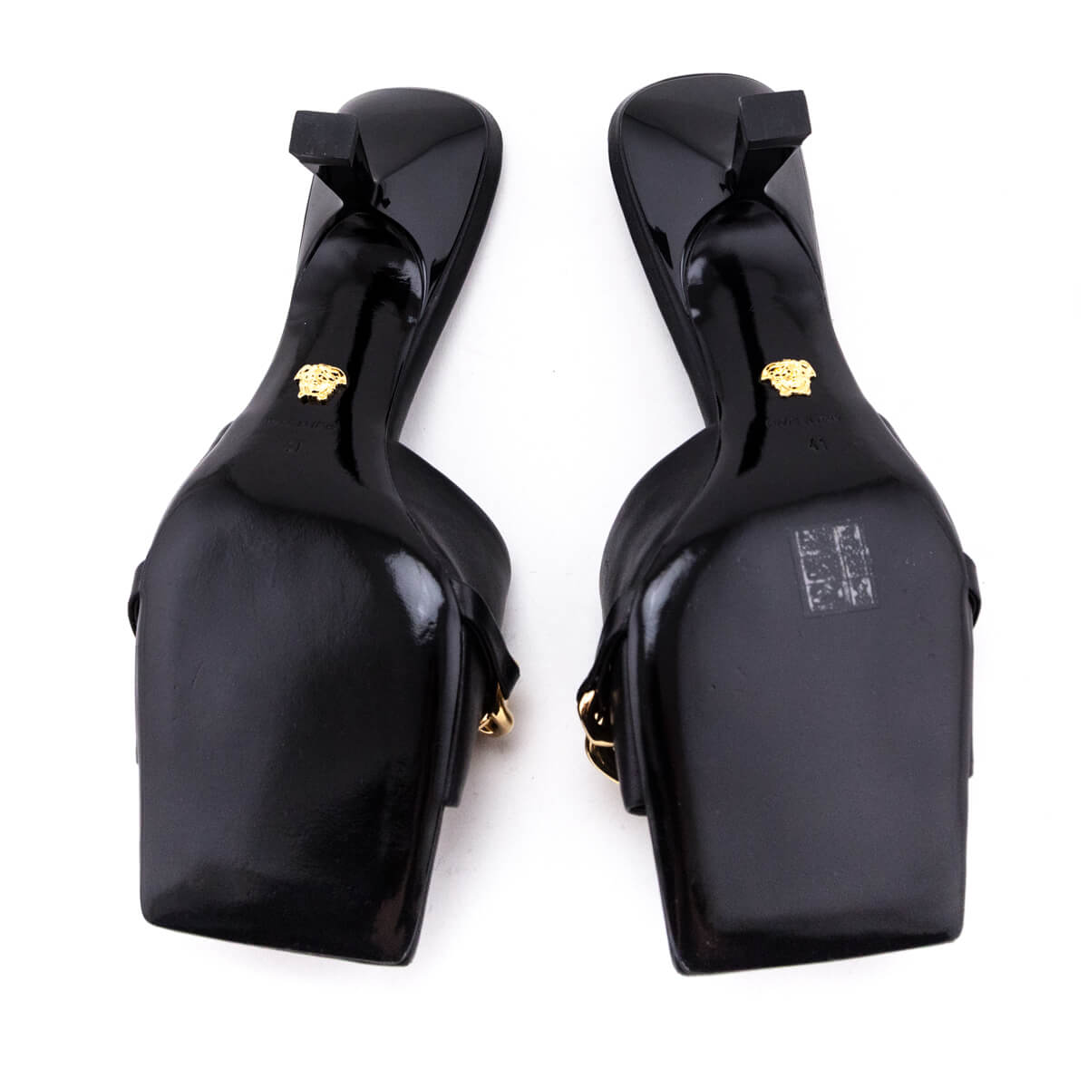 Versace Black Chain Link Slide Sandals Size US 11 | EU 41 - Love that Bag etc - Preowned Authentic Designer Handbags & Preloved Fashions