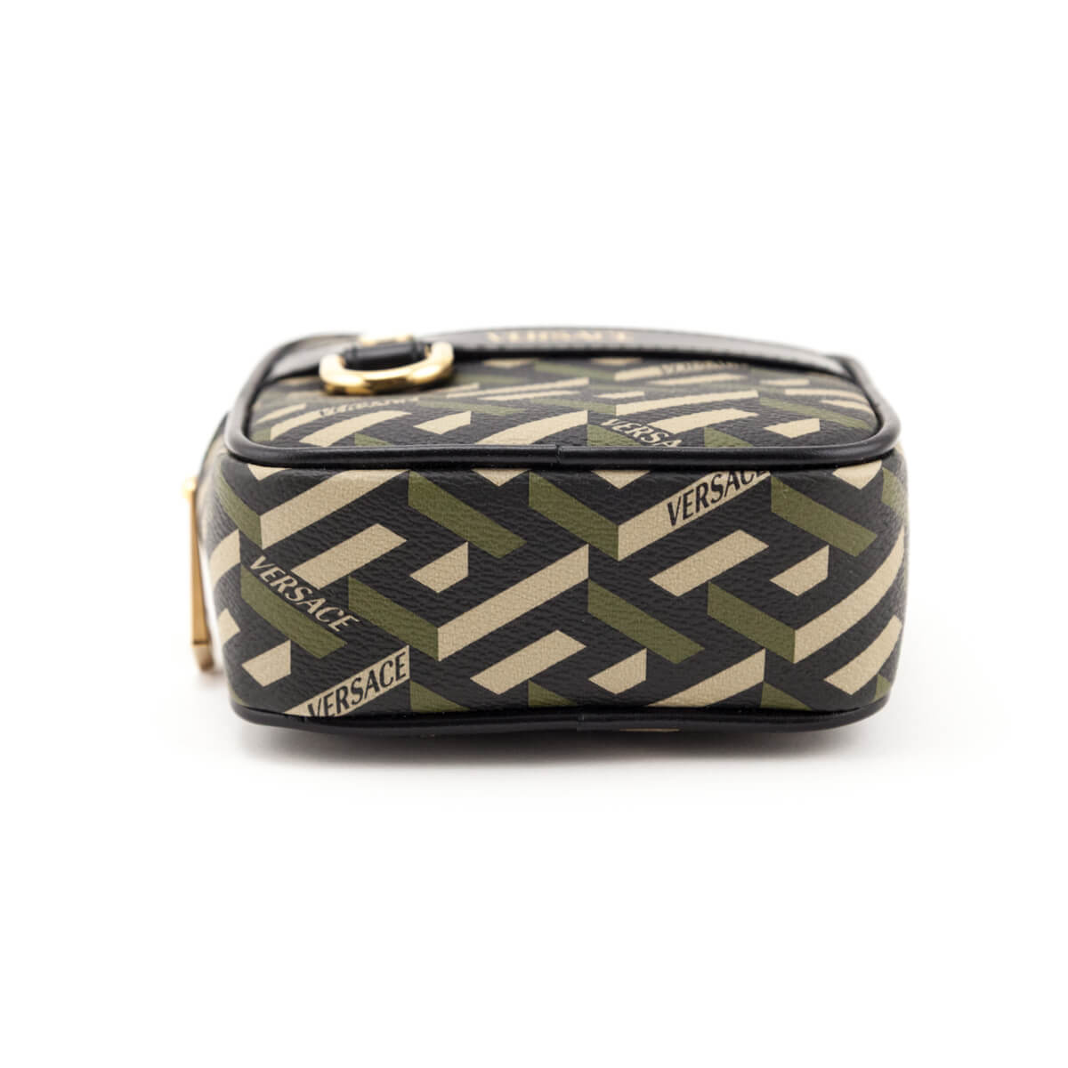 Versace Black Khaki La Greca Square Modular Pouch - Love that Bag etc - Preowned Authentic Designer Handbags & Preloved Fashions