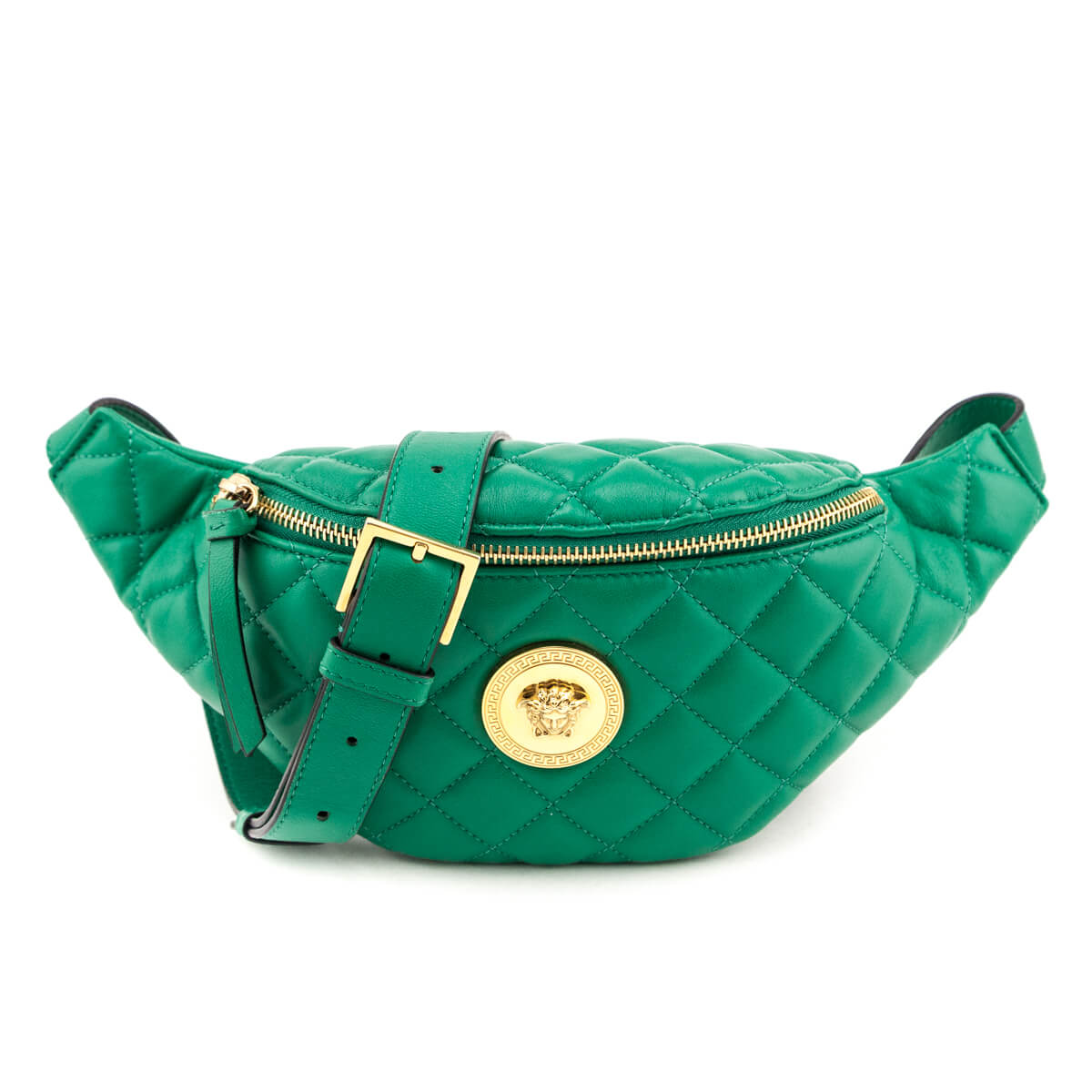 Versace Green Quilted Lambskin Medusa Belt Bag - Love that Bag etc - Preowned Authentic Designer Handbags & Preloved Fashions