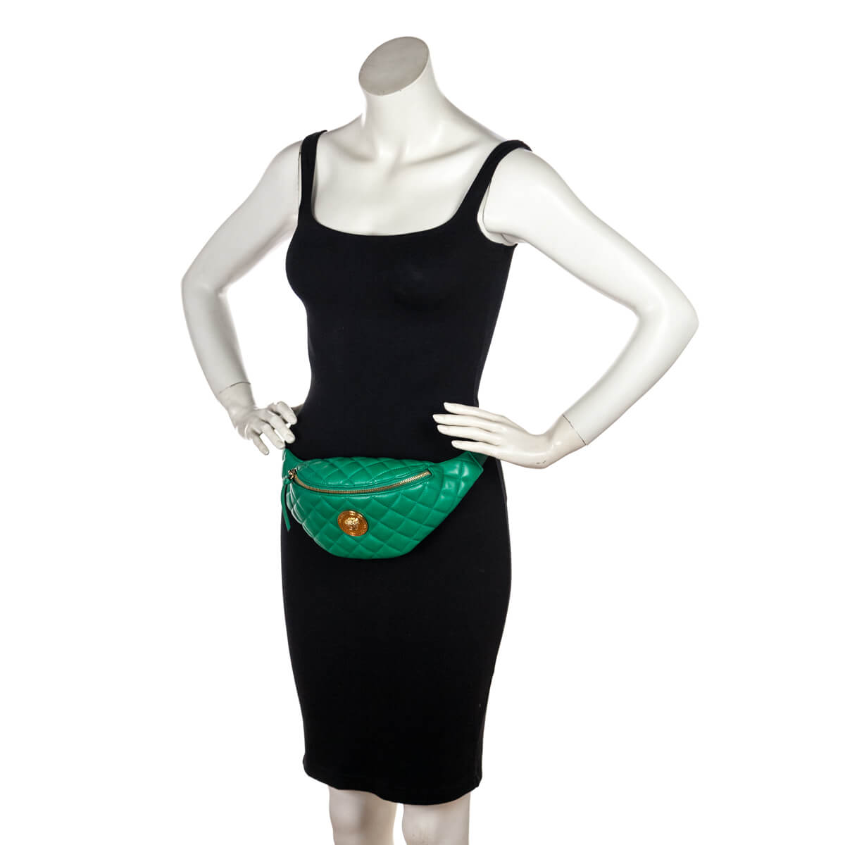 Versace Green Quilted Lambskin Medusa Belt Bag - Love that Bag etc - Preowned Authentic Designer Handbags & Preloved Fashions