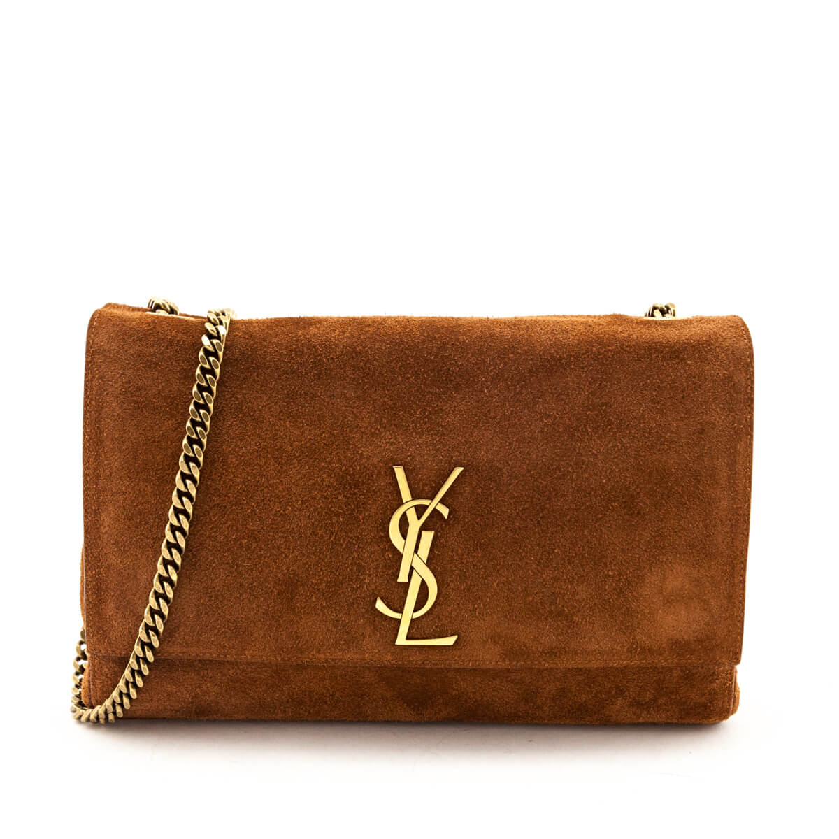 Saint Laurent Black Croc Embossed Chesnut Suede Medium Kate Reversible Shoulder Bag