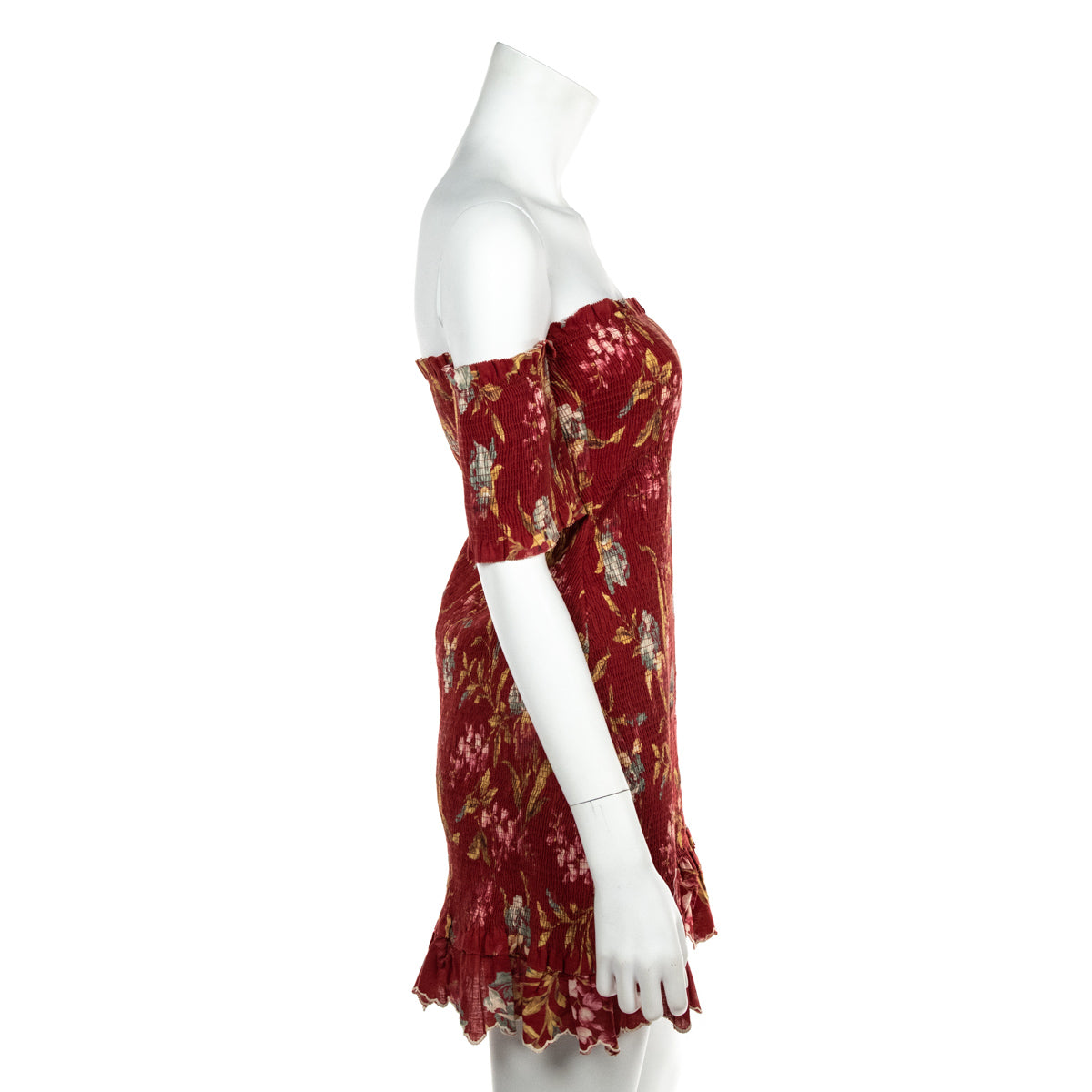 Zimmermann Red Floral Corsair Iris Shirred Linen And Cotton Blend Dress Size S - Love that Bag etc - Preowned Authentic Designer Handbags & Preloved Fashions
