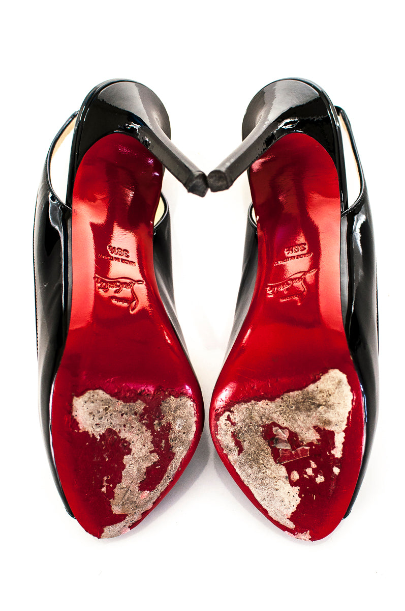 Christian Louboutin Black Leather Peep Toe Lady Sling Pumps – Love that Bag  etc - Preowned Designer Fashions