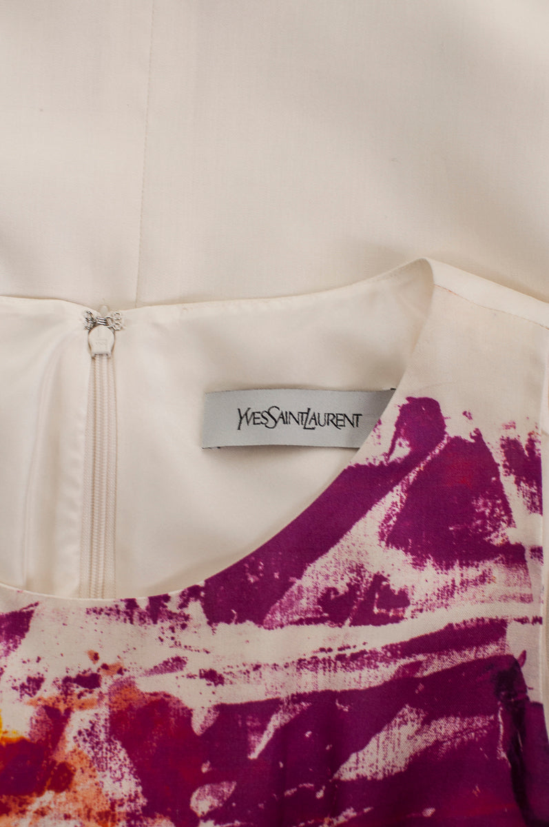 Saint Laurent Abstract Print Silk Shift Dress Shop YSL Dresses