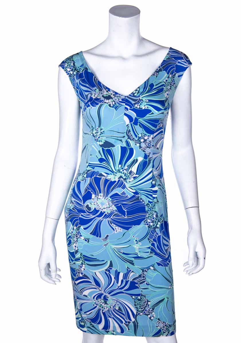 Dolce & Gabbana Blue Floral Print Silk Dress Size XS | IT 40 - Love that Bag etc - Preowned Authentic Designer Handbags & Preloved Fashions