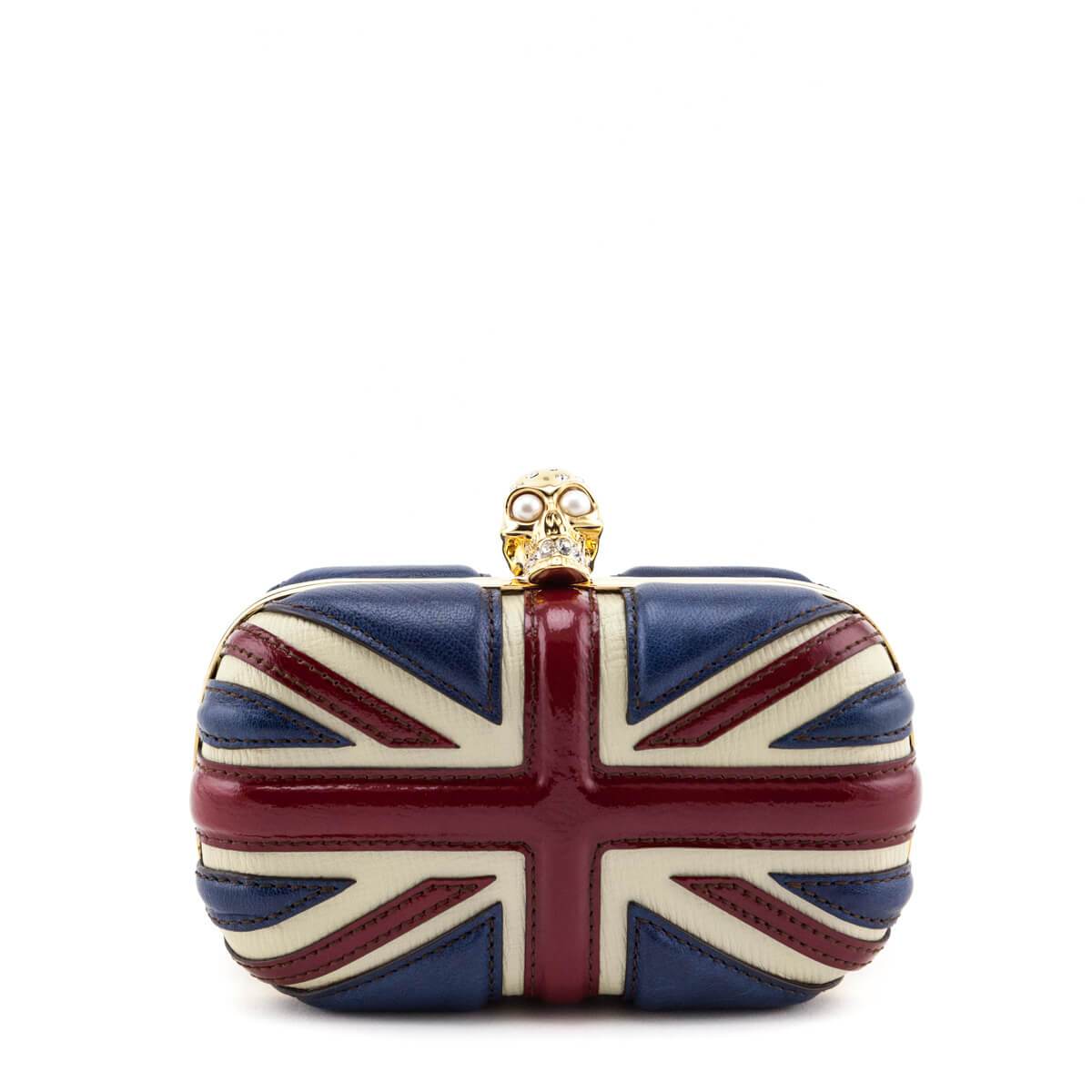 Alexander McQueen Calfskin Britannia Skull Box Clutch - Love that Bag etc - Preowned Authentic Designer Handbags & Preloved Fashions