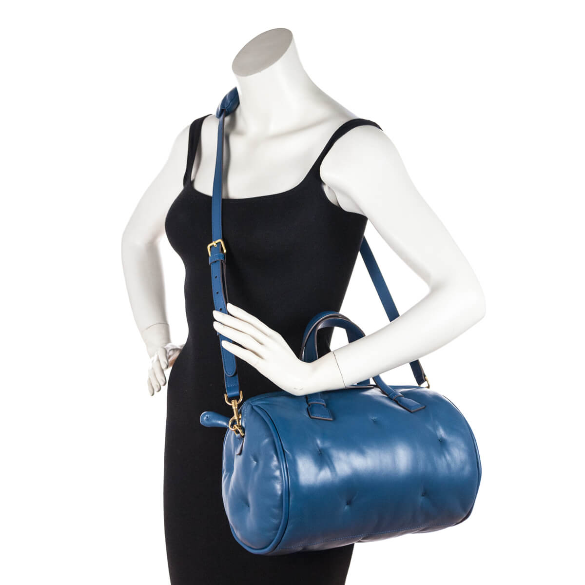 Anya Hindmarch Blue Leather Chubby Barrel Crossbody - Love that Bag etc - Preowned Authentic Designer Handbags & Preloved Fashions