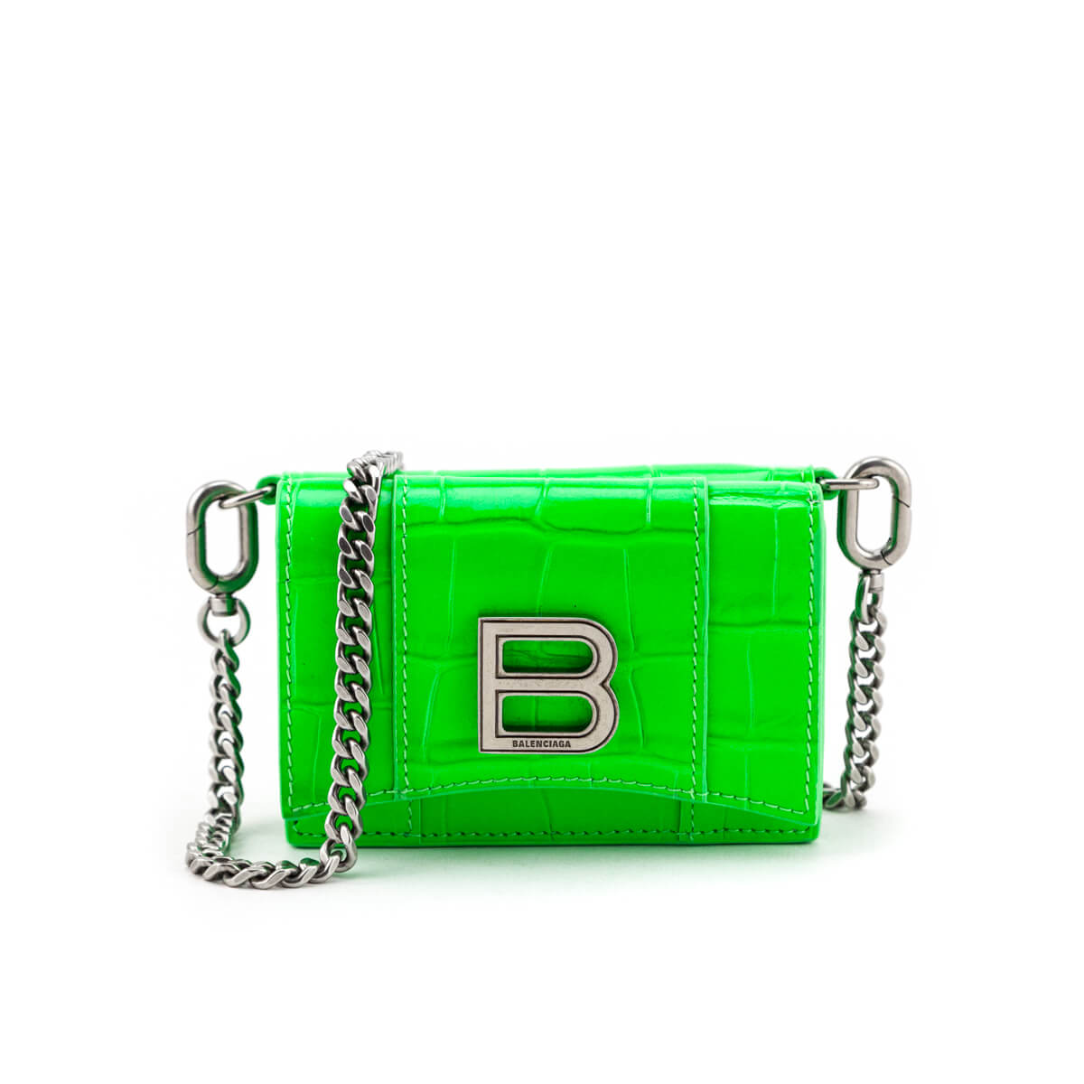 Trunk Chain Wallet - Luxury Shiny Crocodile Green