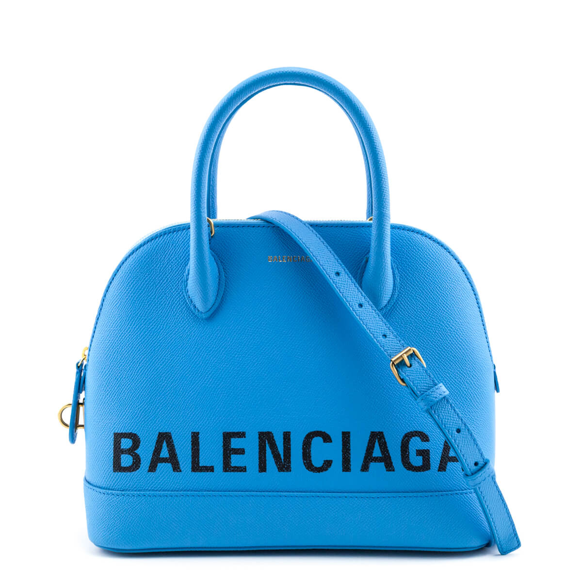 BALENCIAGA Ville Top Handle XXS Grained Leather Crossbody Bag Blue