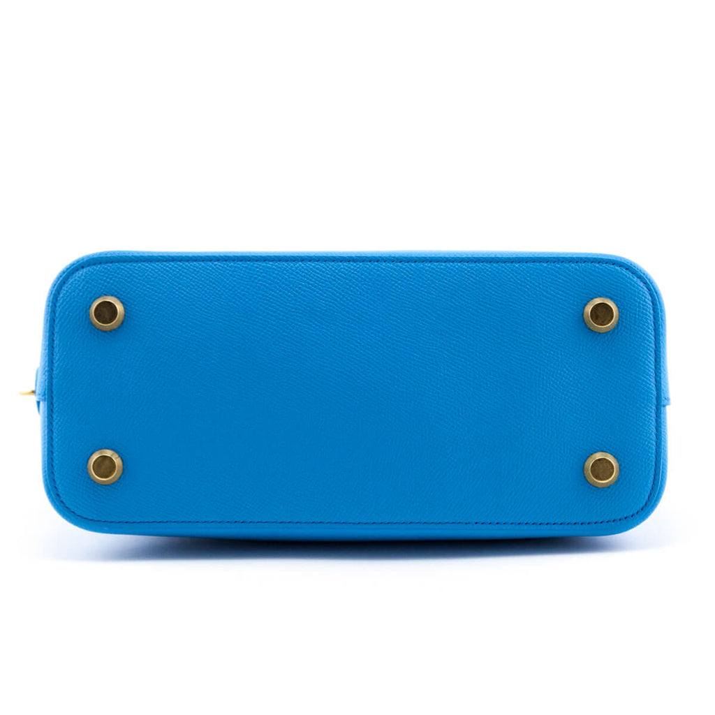 BALENCIAGA Grained Calfskin S Ville Top Handle Bag Bleu Turquoise
