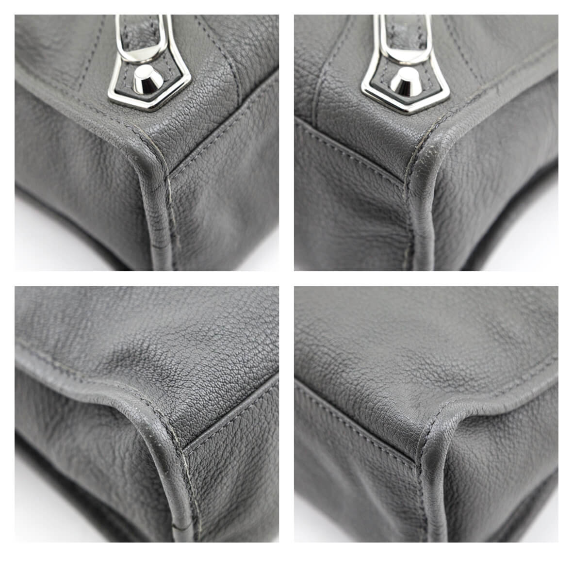 Balenciaga Metallic Silver Grained Chevre Leather Holiday Motorcycle City  Bag - Yoogi's Closet